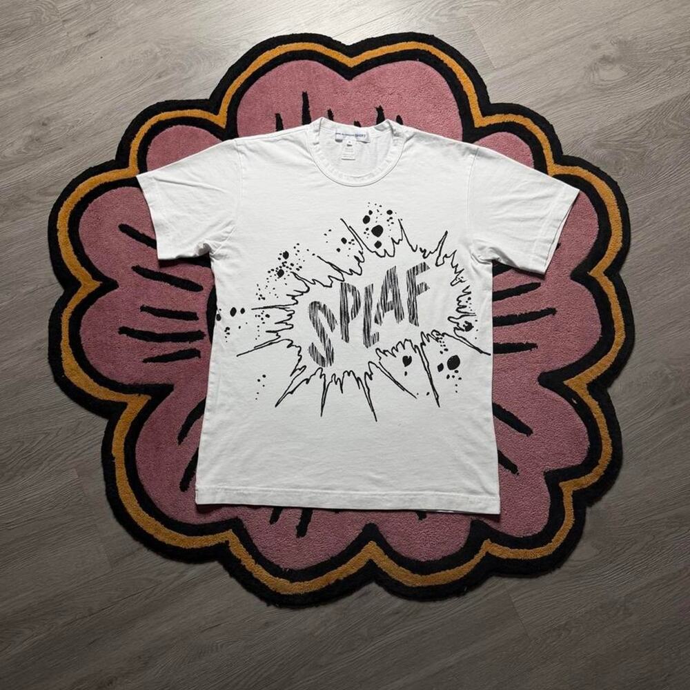 Comme Des Garçons SHIRT Splaf Graphic Logo T-shirt Size Medium White